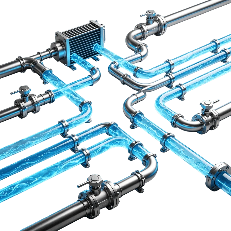 R&eacute;seau de pipelines de refroidissement liquide