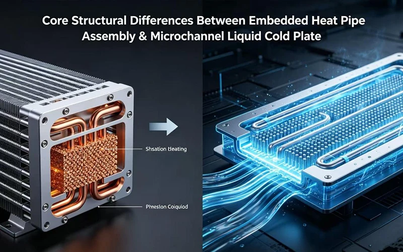 Diff&eacute;rences structurelles fondamentales entre l'assemblage de caloducs int&eacute;gr&eacute;s et la plaque froide liquide &agrave; microcanaux dans la dissipation thermique hybride passive-active